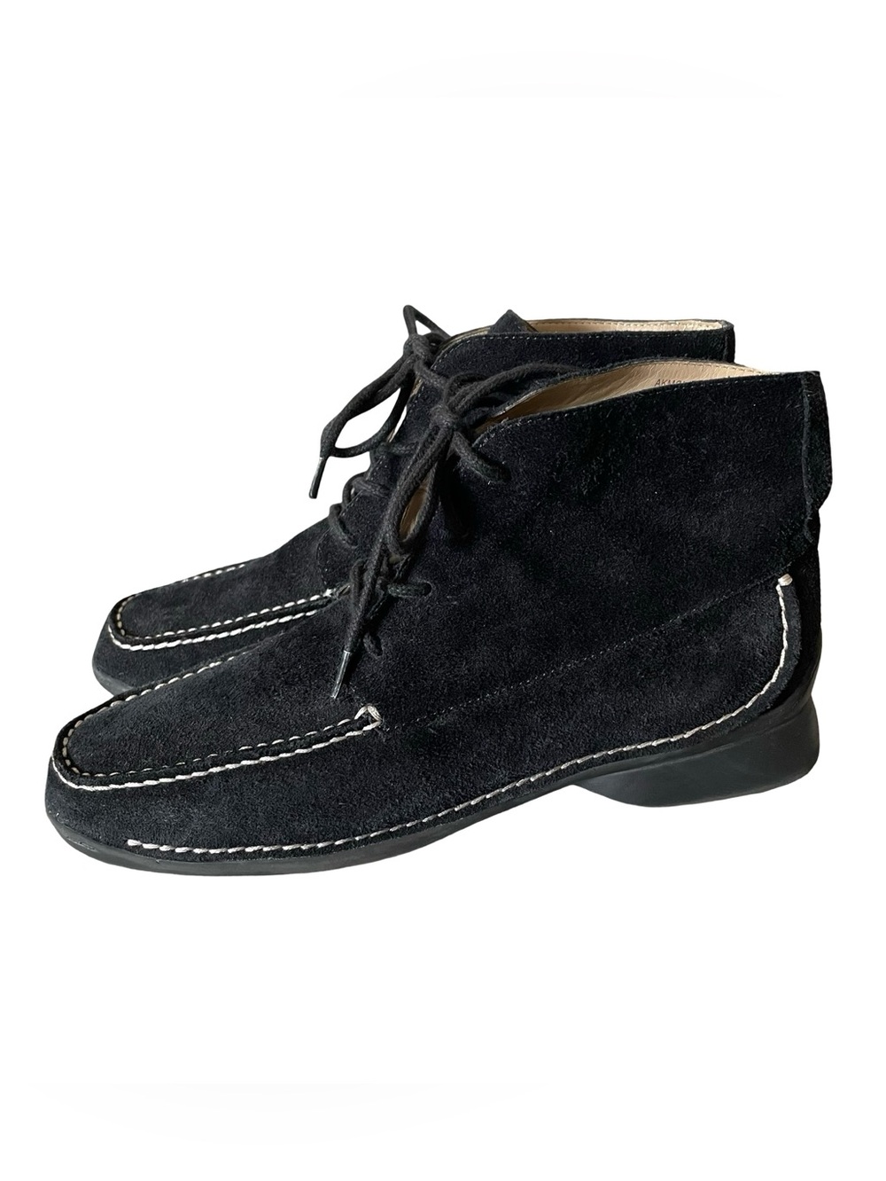 Anne Klein Black Suede Lace-Up Moccasin Boots Size 9
